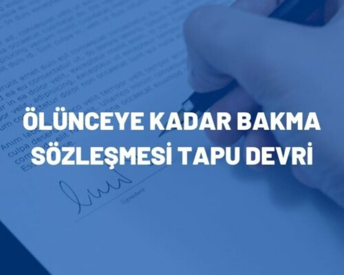 Ölünceye Kadar Bakma Sözleşmesi Tapu Devri